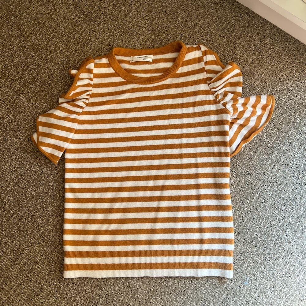 Anthropology short sleeve striped sweater.